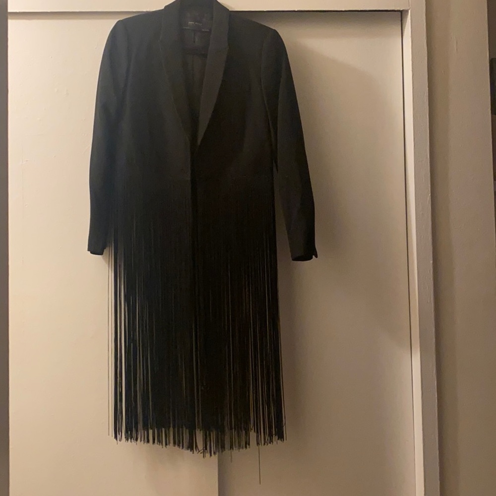 Zara black fringe blazer